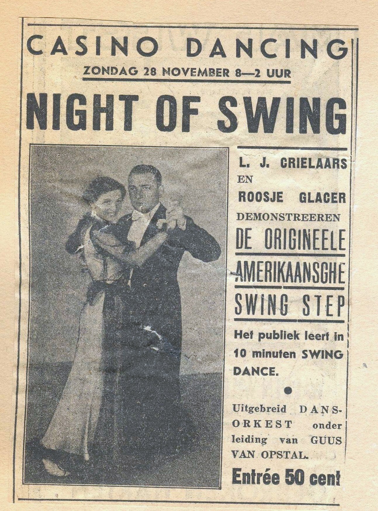 1938 Tante Roosje in newspaper night of swing
