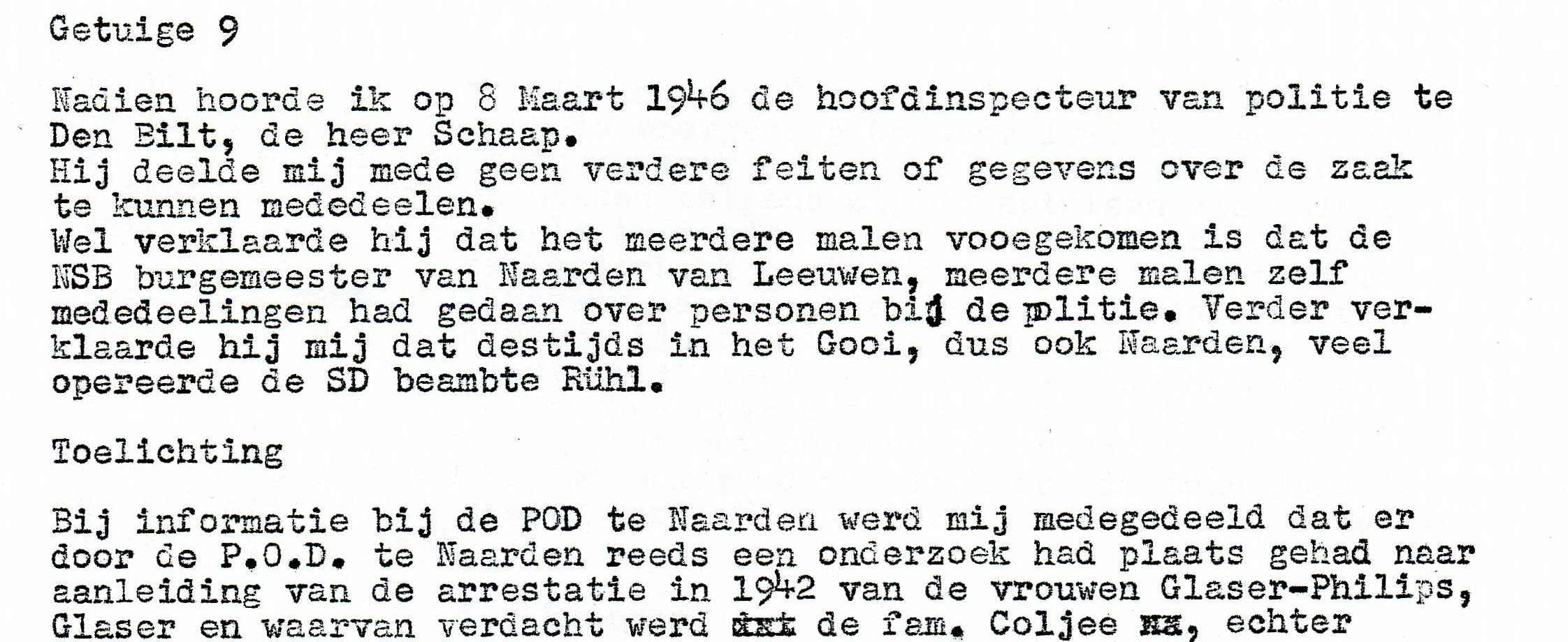 1946 declaration chief policeman did not know about arrest Aunt Rosie
