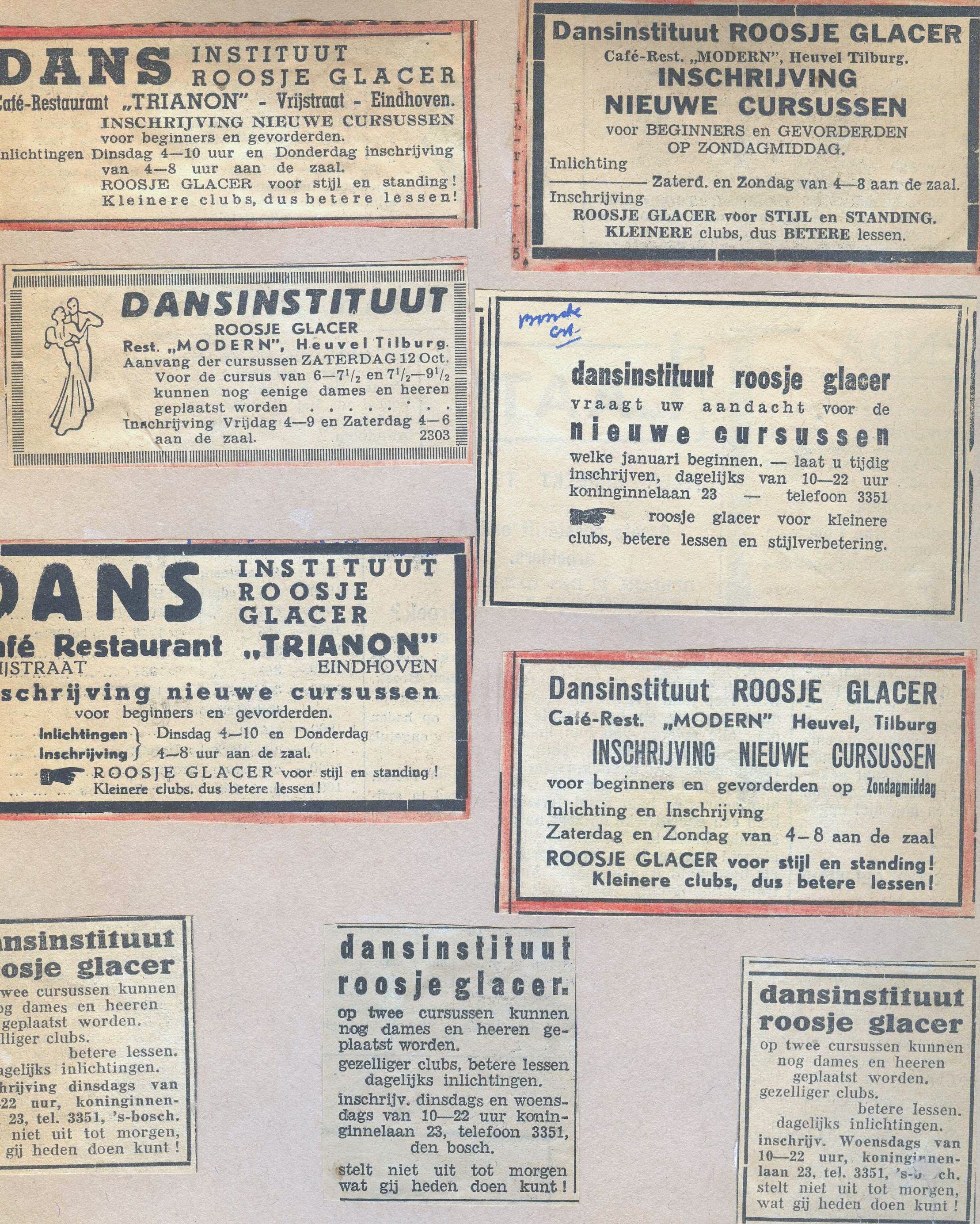 1940 advertisements in papers of dance school of Aunt Rosie
